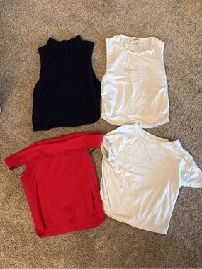 Versatile Women's Crop Top Set — Black, White, Red
